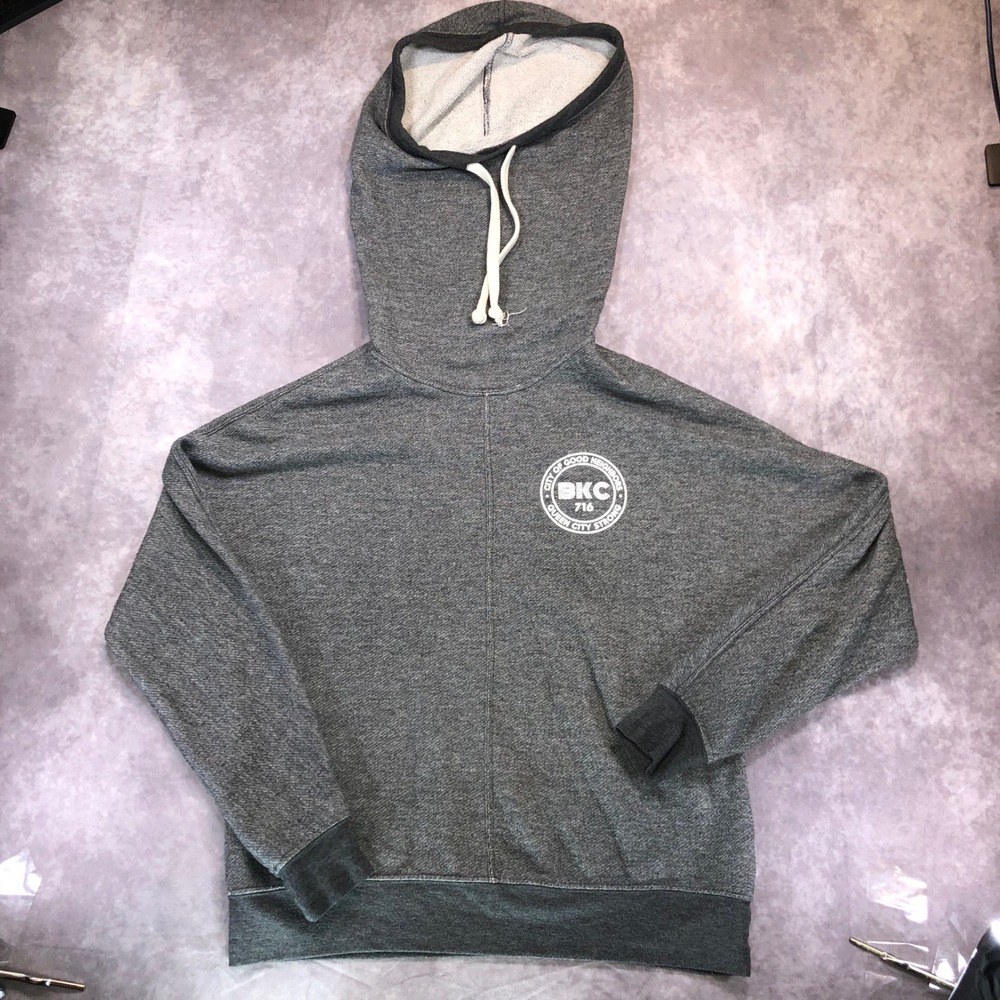 BKC 716 Buffalo City of Good Neighbors Hoodie Gray Funnel Neck Medium USA Made